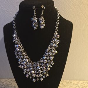 Silver and Black Necklace Set